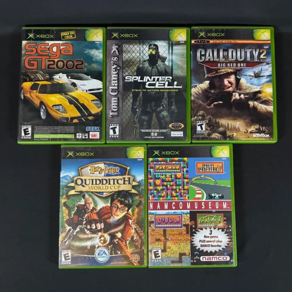 Lot of 5 Original Xbox Games Splinter Cell CoD2 Sega GT Harry Potter Namco